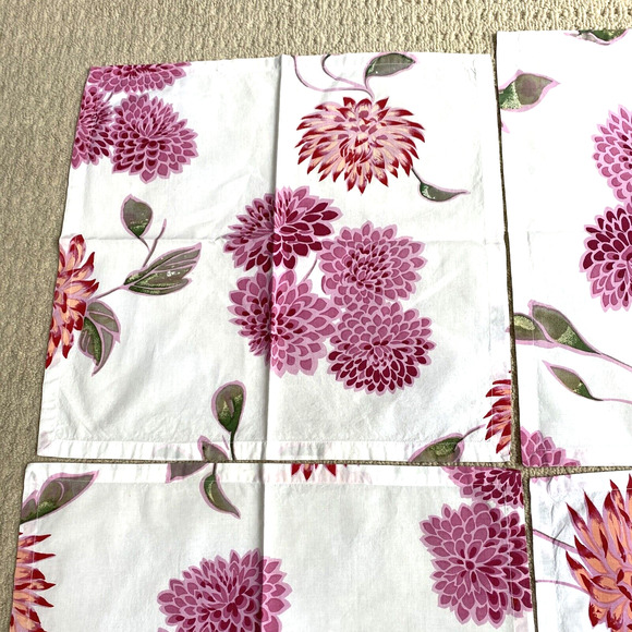 Cloth Napkins Set of 4 White Cotton & Pink Flowers Cottage Chic Farmhouse Floral - Picture 5 of 5